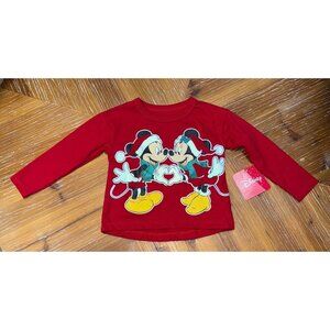 Disney Baby Mickey & Minnie Red Long Sleeve Shirt 18M 60% Cotton 40% Polyester C